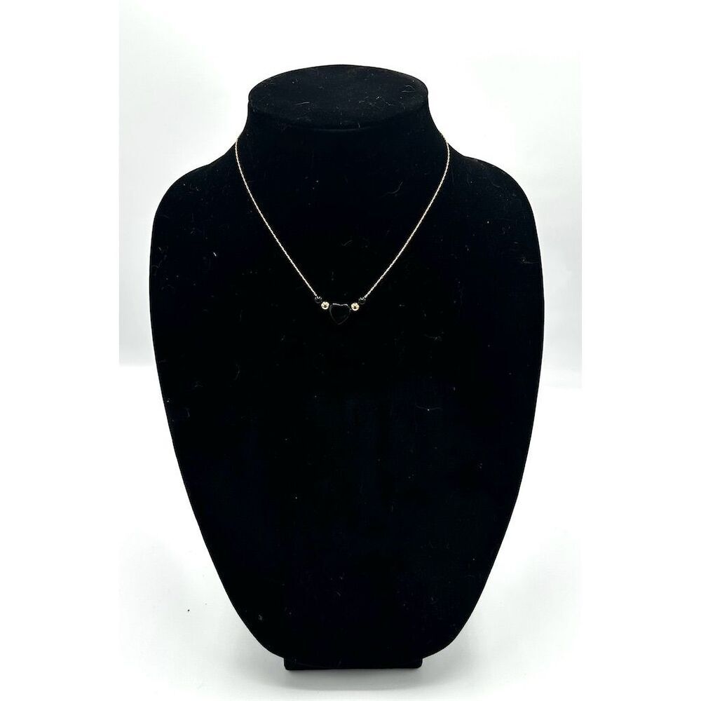 Heart Pendant Necklace Black and Gold Beads Elegant Jewelry Gift